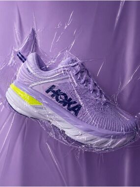 HOKA One One Bondi 7 Women’s Running Shoes Size 7 Purple Yellow Comfort Sneakers